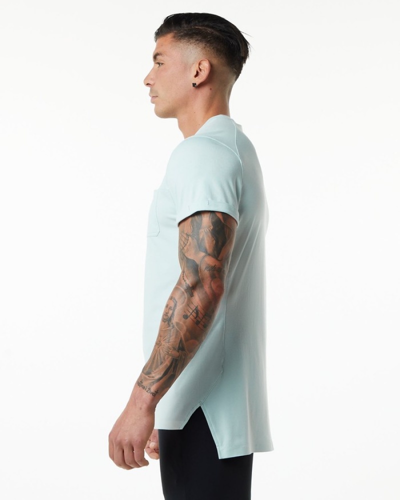 Alphalete Evo Pocket Overhemd Heren Blauw | 19RUPHDQS