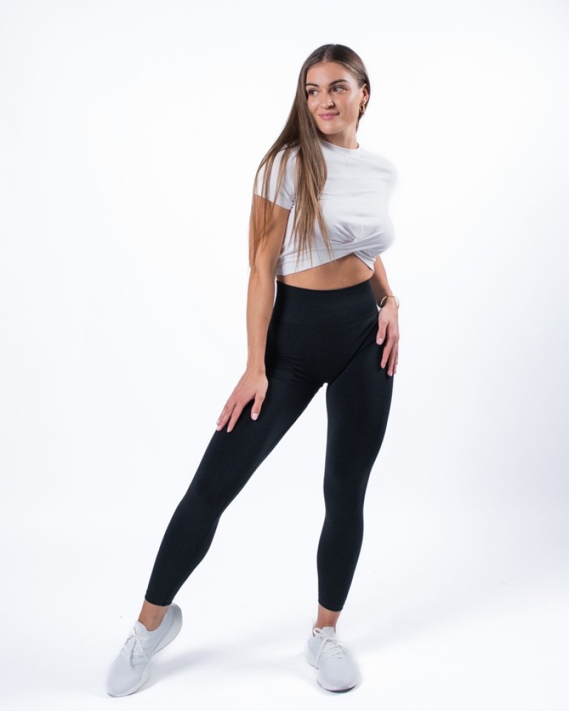 Alphalete Evo Twist Crop Overhemd Dames Wit | 35KPYMDHC