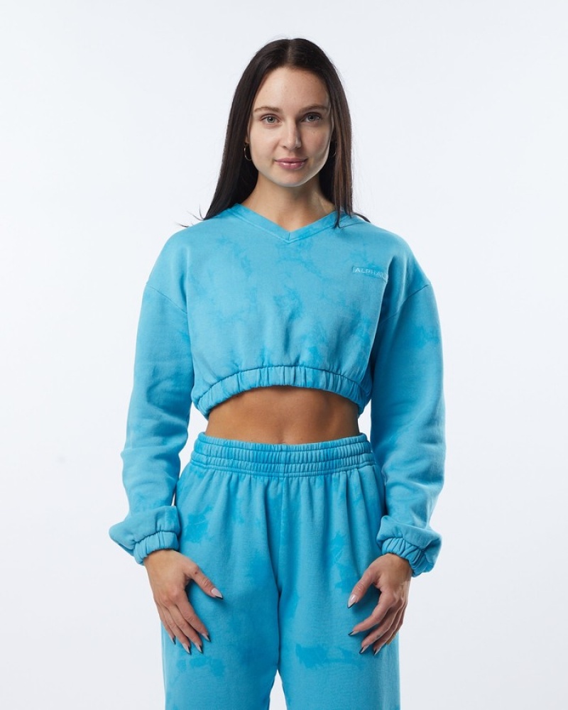 Alphalete HCTS Sweatshirt Dames Blauw | 81YFDQOZW