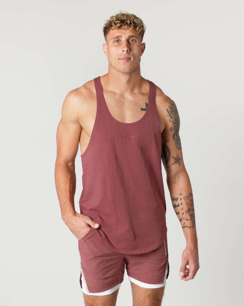 Alphalete Heavy Katoenen Core Stringer Tanktop Heren Rood | 62OSRZDJB