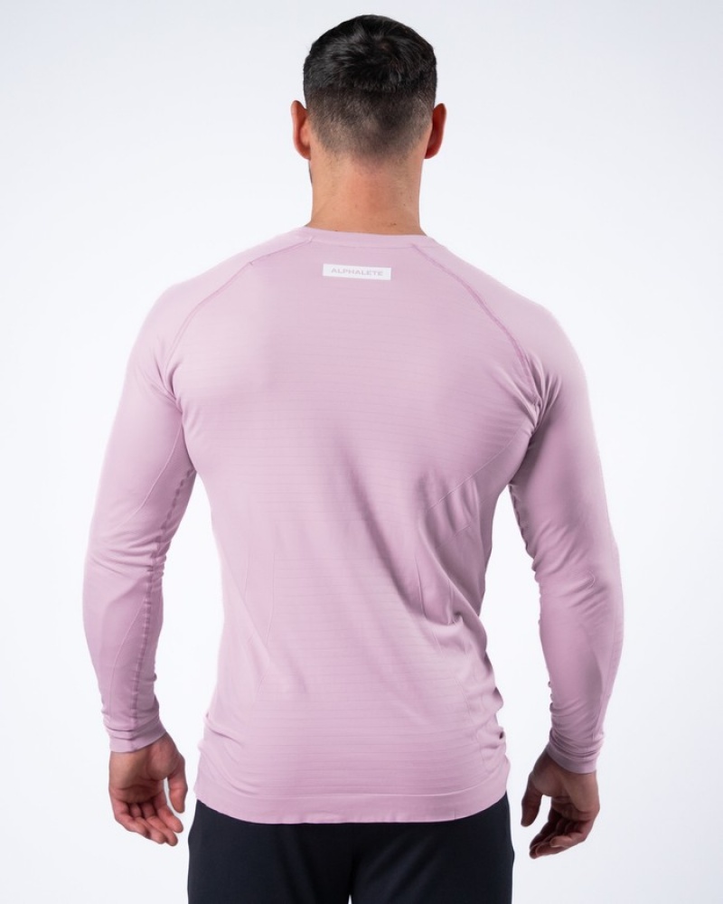 Alphalete Hero Long Sleeve Overhemd Heren Roze | 18JOFGAHY