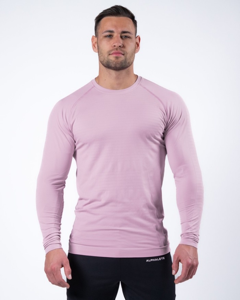 Alphalete Hero Long Sleeve Overhemd Heren Roze | 18JOFGAHY