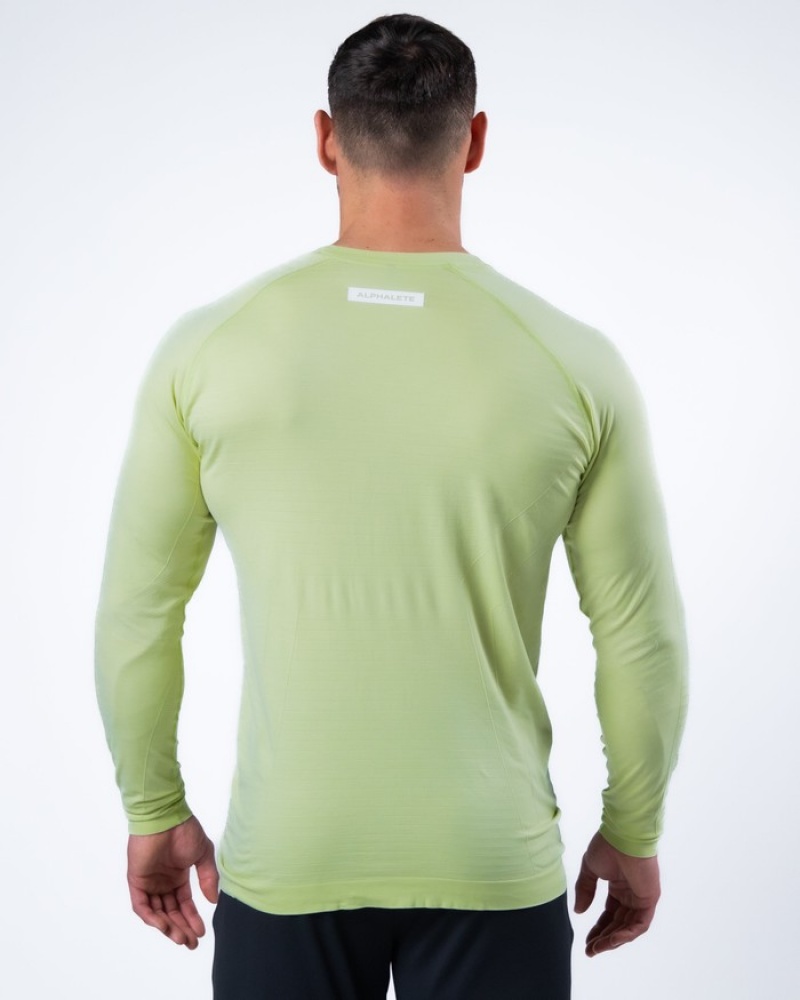 Alphalete Hero Long Sleeve Overhemd Heren Groen | 65DIBYJWO