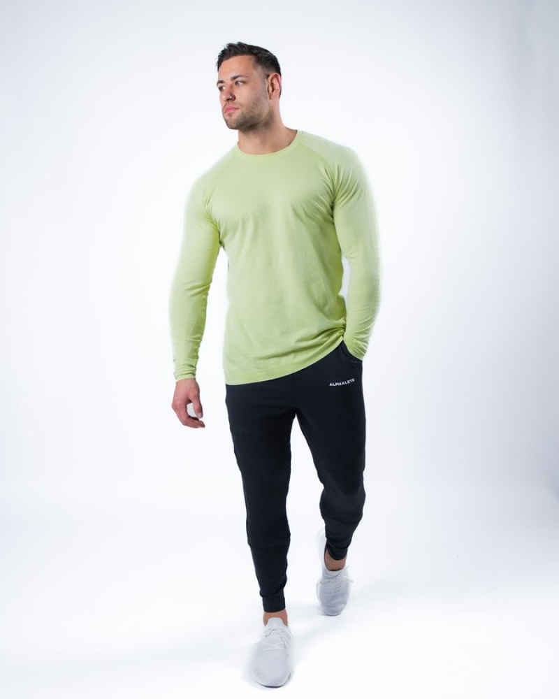 Alphalete Hero Long Sleeve Overhemd Heren Groen | 65DIBYJWO