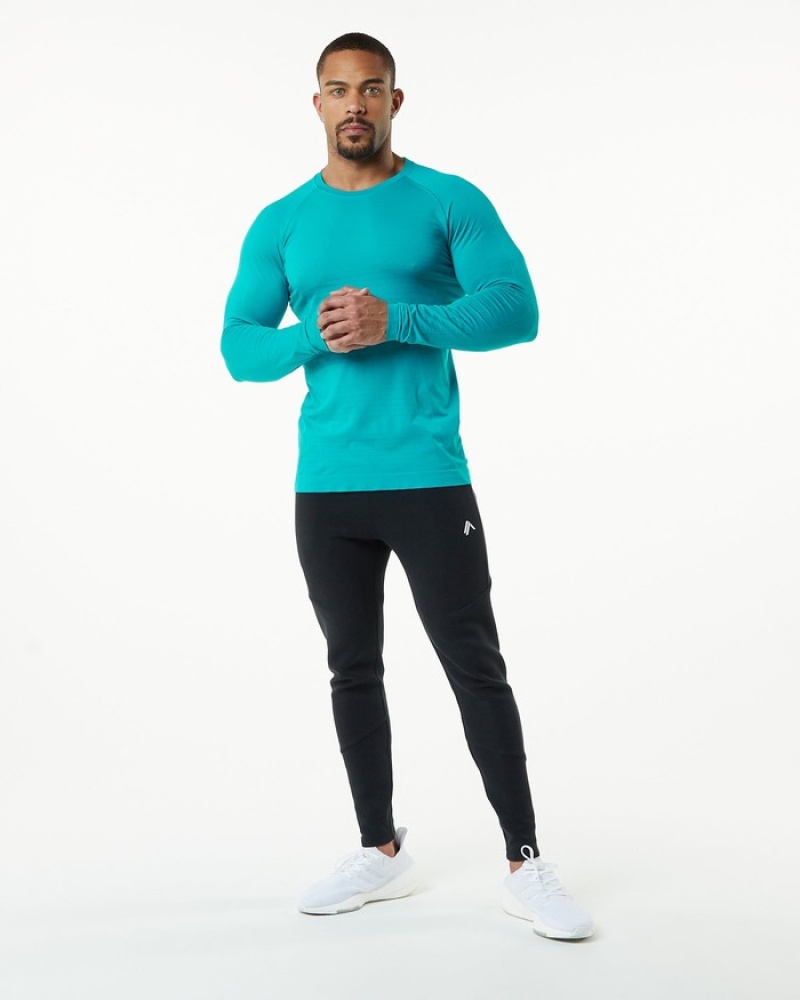 Alphalete Hero Long Sleeve Overhemd Heren Blauw | 67LWHNJBP