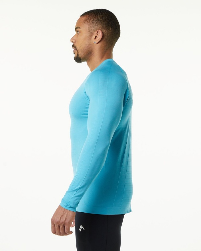 Alphalete Hero Long Sleeve Overhemd Heren Blauw | 80YGUKPSL