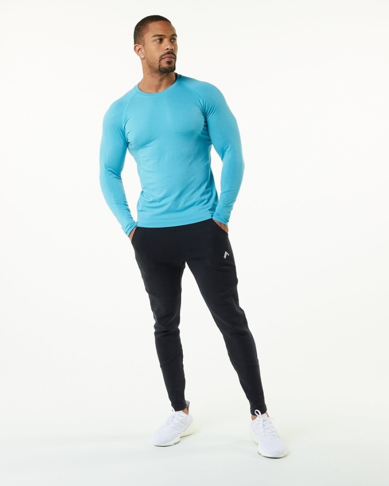 Alphalete Hero Long Sleeve Overhemd Heren Blauw | 80YGUKPSL