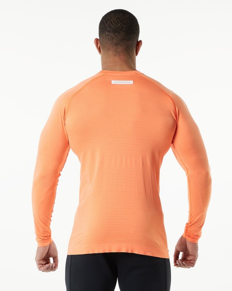 Alphalete Hero Long Sleeve Overhemd Heren Oranje | 47VUEJYKA