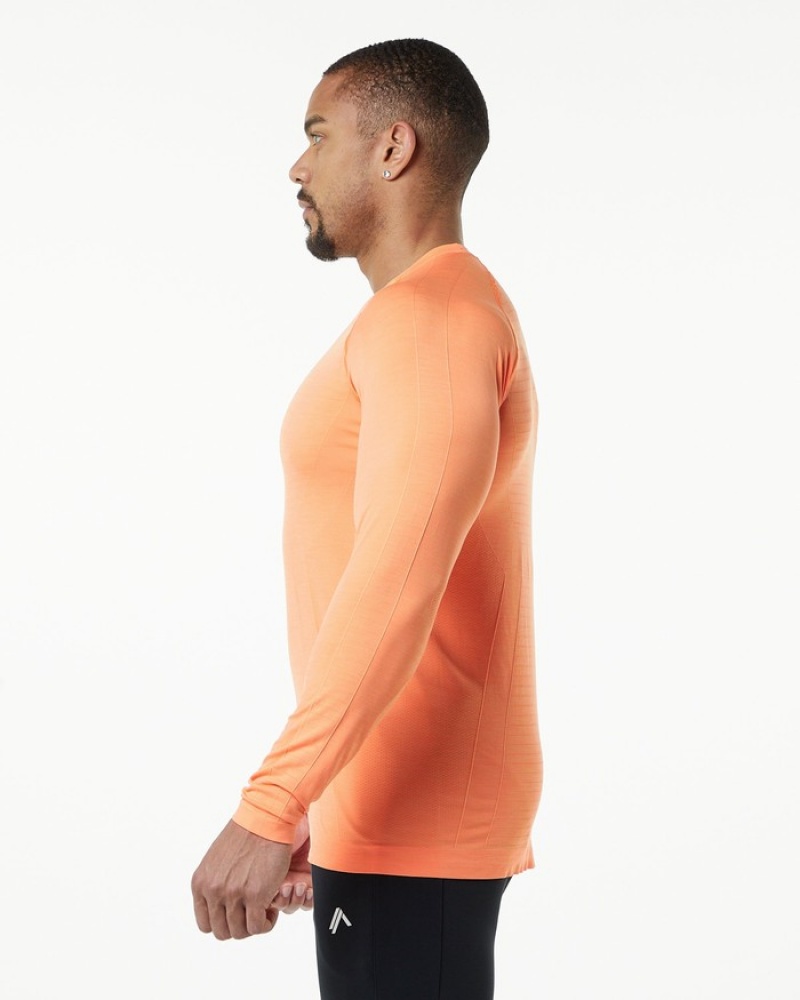 Alphalete Hero Long Sleeve Overhemd Heren Oranje | 47VUEJYKA