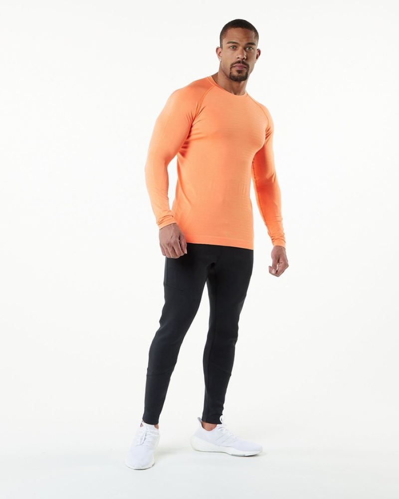 Alphalete Hero Long Sleeve Overhemd Heren Oranje | 47VUEJYKA