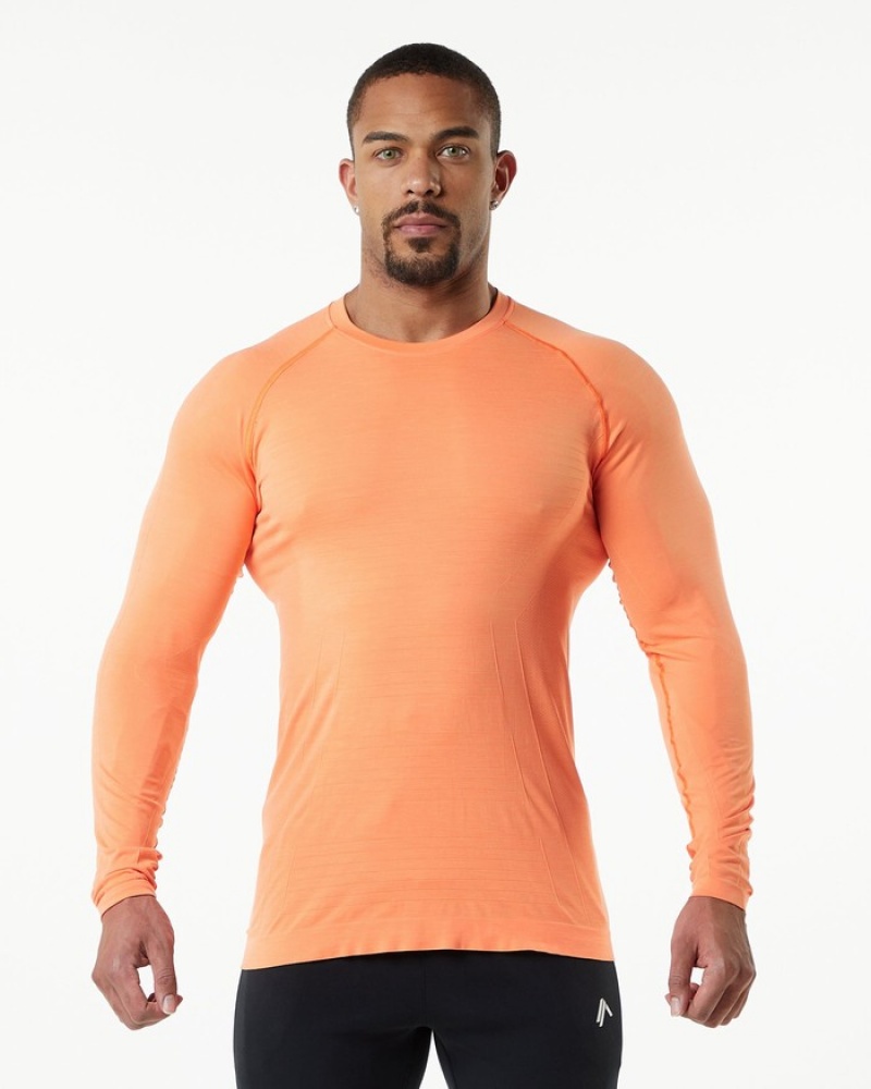 Alphalete Hero Long Sleeve Overhemd Heren Oranje | 47VUEJYKA