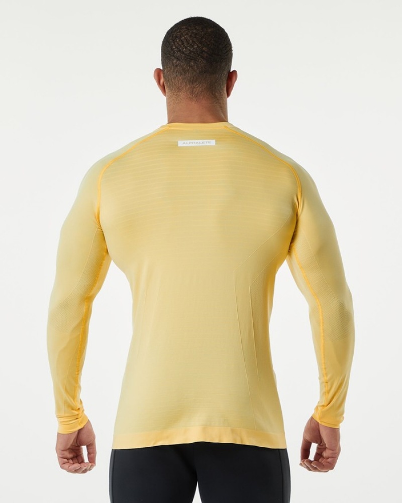 Alphalete Hero Long Sleeve Overhemd Heren Oranje | 08KYLQZOU