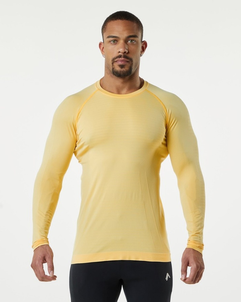 Alphalete Hero Long Sleeve Overhemd Heren Oranje | 08KYLQZOU