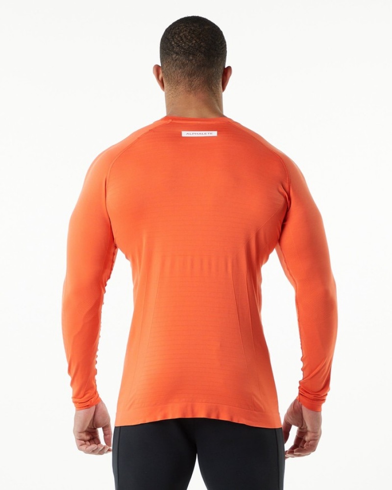 Alphalete Hero Long Sleeve Overhemd Heren Oranje | 61XRWVEAB