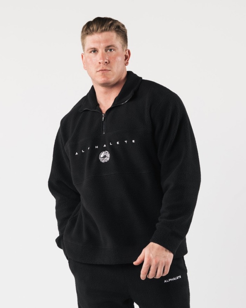 Alphalete King Quarter Zip Sweatshirt Heren Zwart | 81GILHEYZ