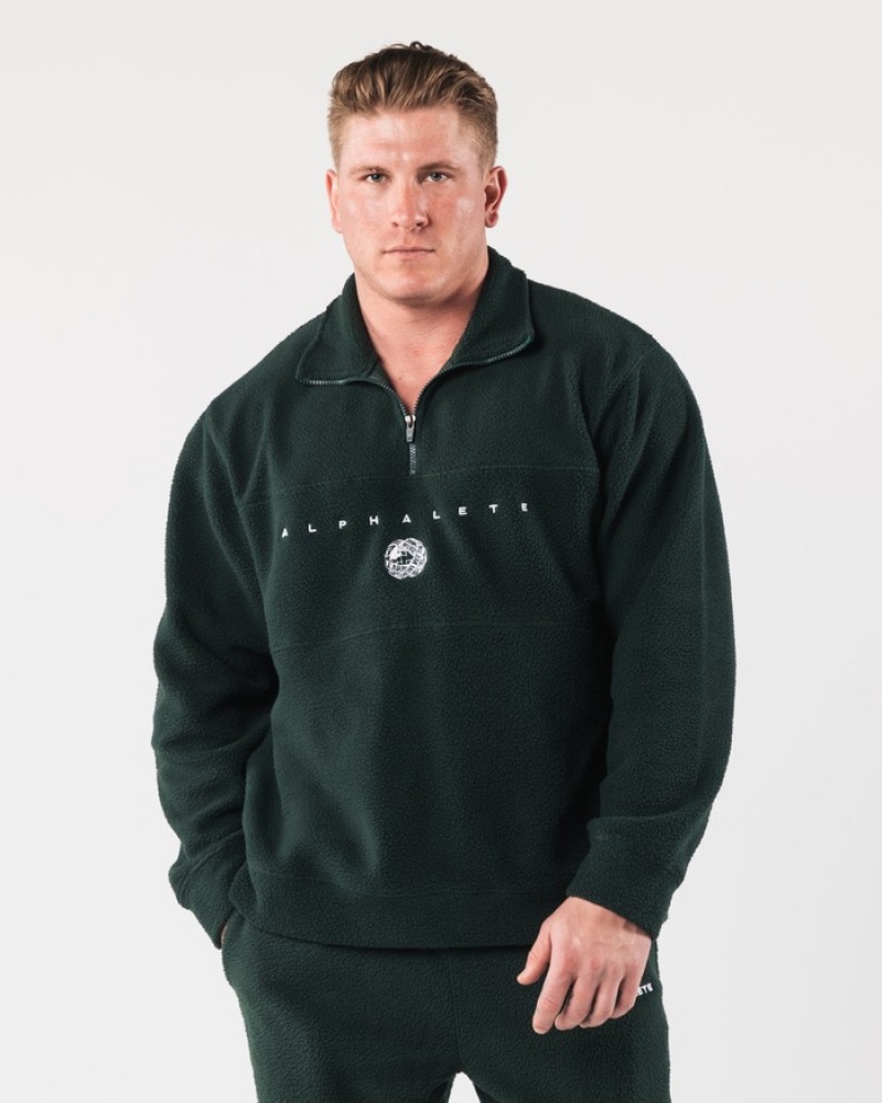 Alphalete King Quarter Zip Sweatshirt Heren Groen | 76ZLQJSGD