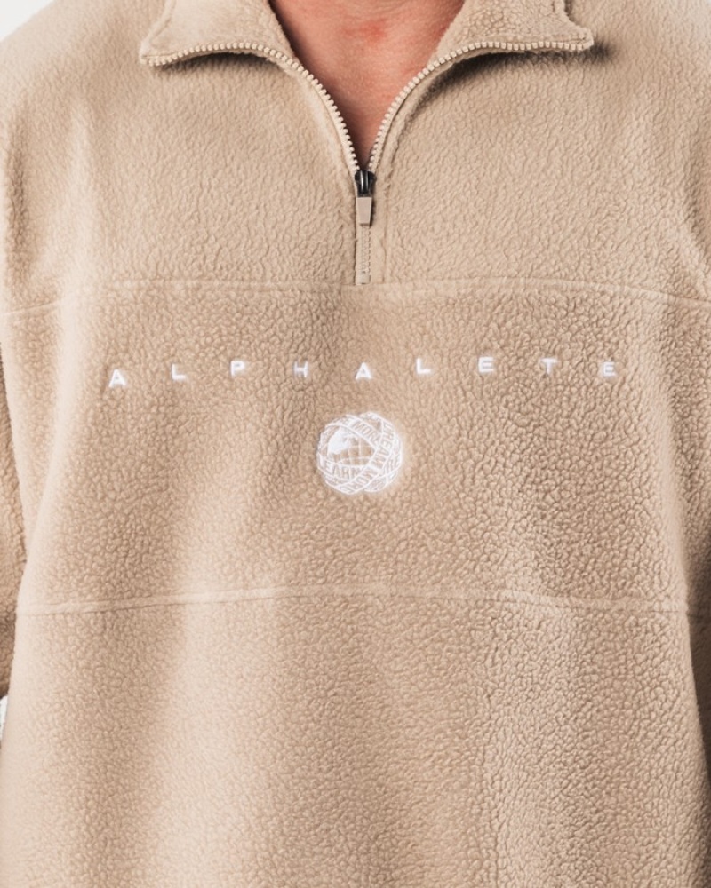 Alphalete King Quarter Zip Sweatshirt Heren Beige | 60JZVCHUP