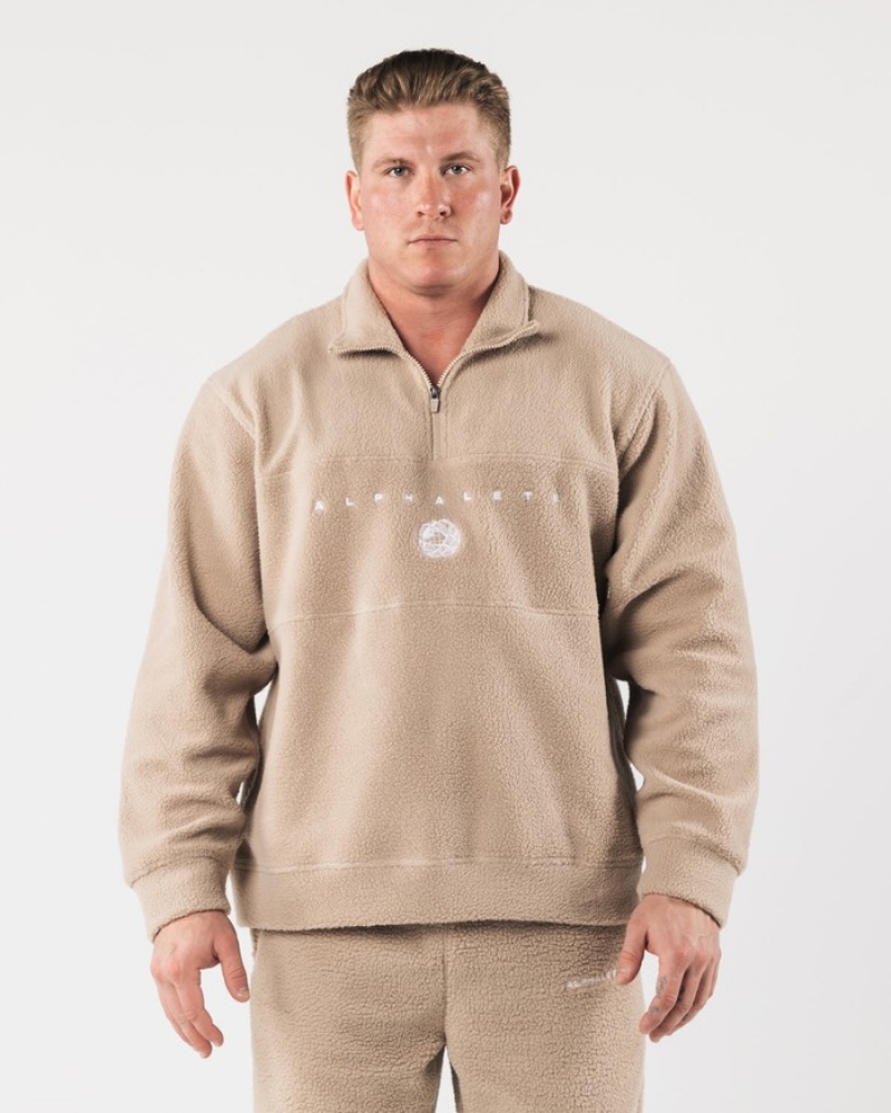 Alphalete King Quarter Zip Sweatshirt Heren Beige | 60JZVCHUP