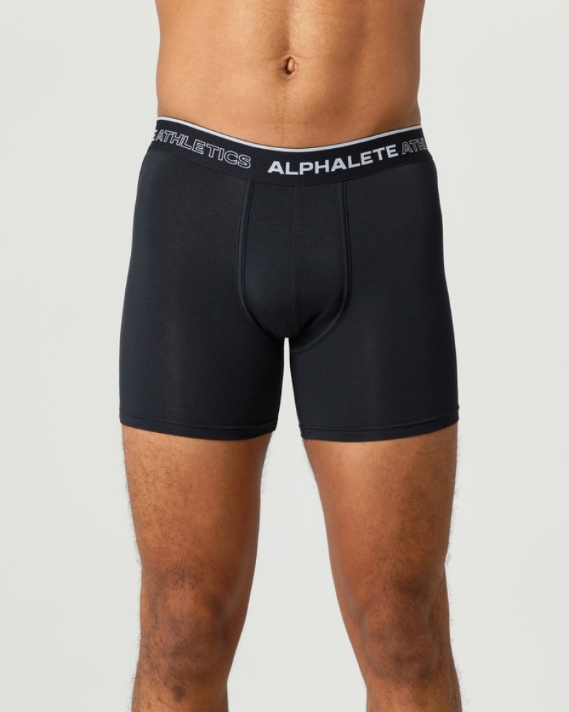 Alphalete Klassieke Boxer 3pk Ondergoed Heren Zwart | 97NVMSWJL