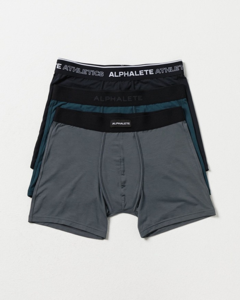 Alphalete Klassieke Boxer 3pk Ondergoed Heren Zwart | 50MBSDKOW