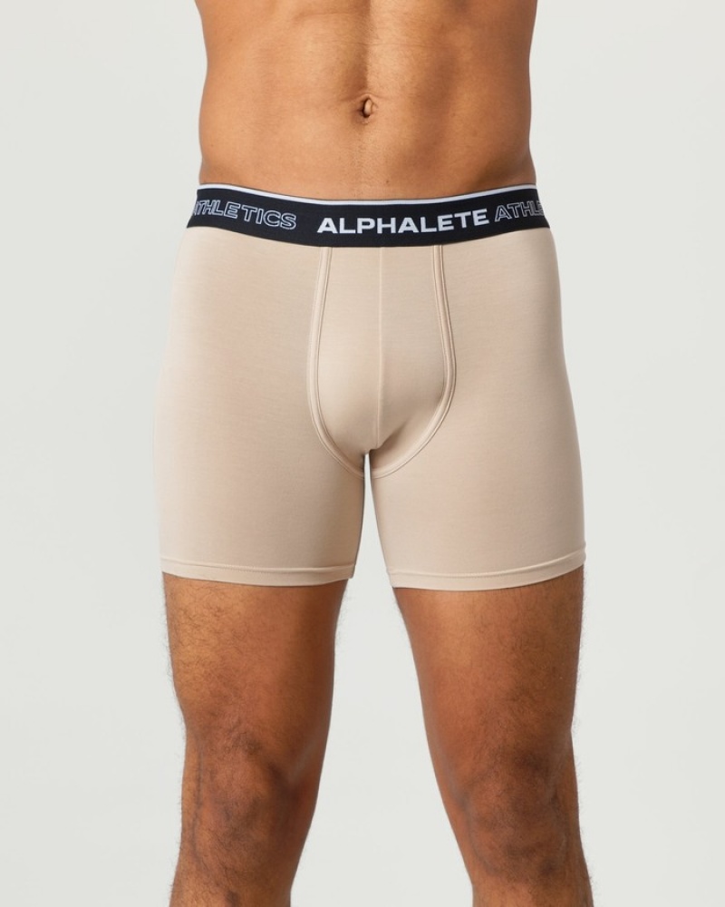 Alphalete Klassieke Boxer 3pk Ondergoed Heren Beige | 09PCUHFWI