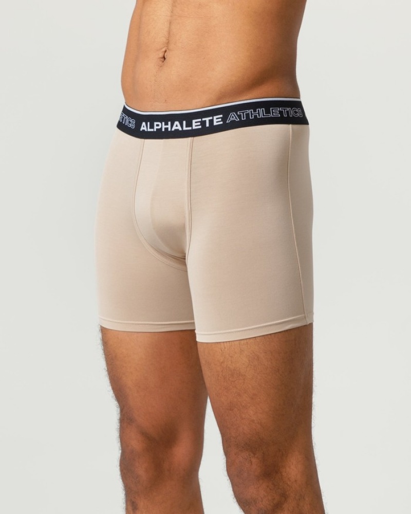 Alphalete Klassieke Boxer 3pk Ondergoed Heren Beige | 09PCUHFWI