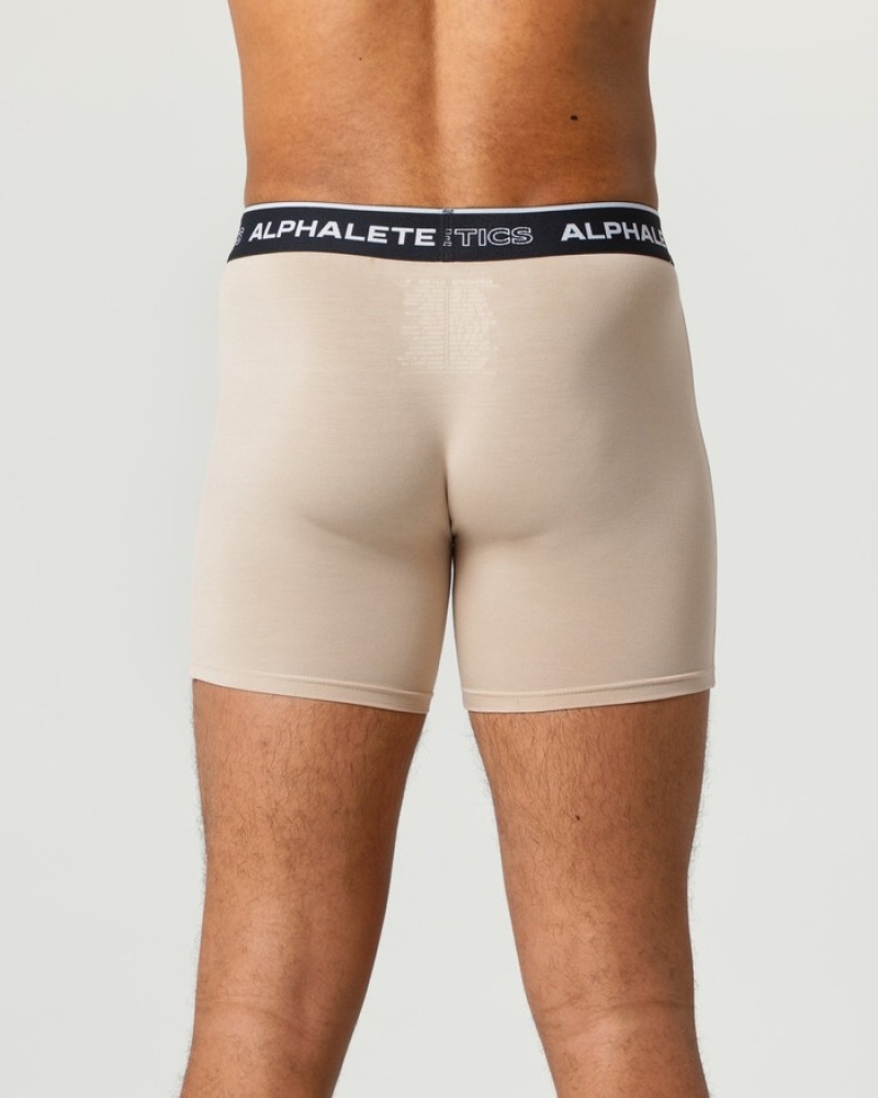 Alphalete Klassieke Boxer 3pk Ondergoed Heren Beige | 09PCUHFWI