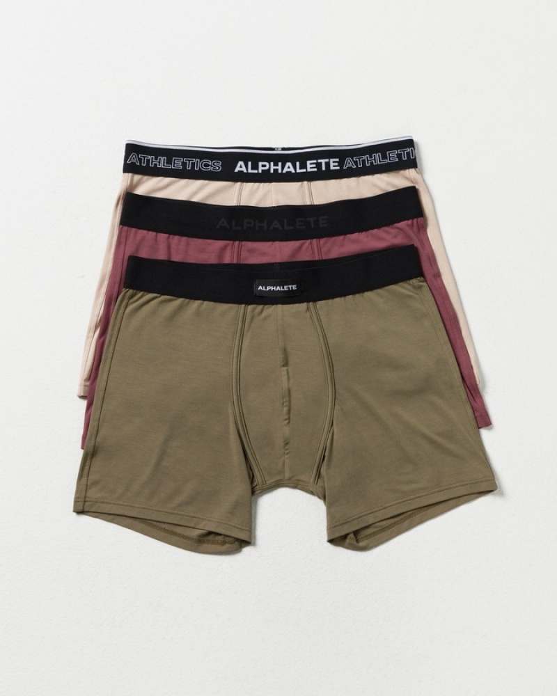 Alphalete Klassieke Boxer 3pk Ondergoed Heren Beige | 09PCUHFWI