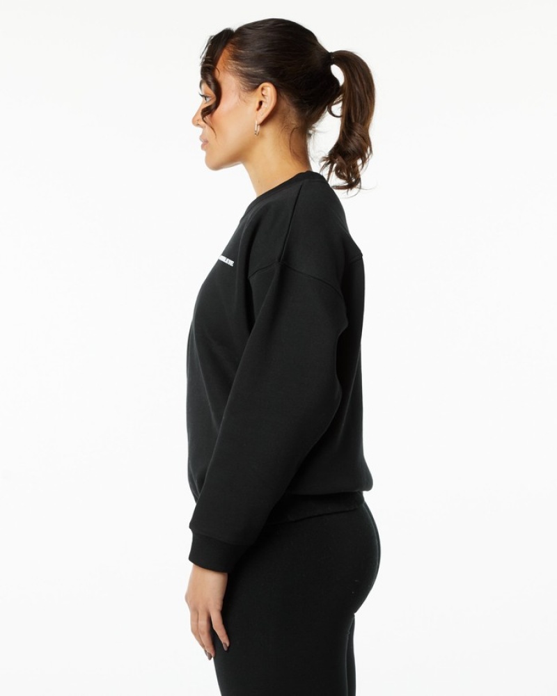 Alphalete Klassieke Crew Sweatshirt Dames Zwart | 79ORFPCIT