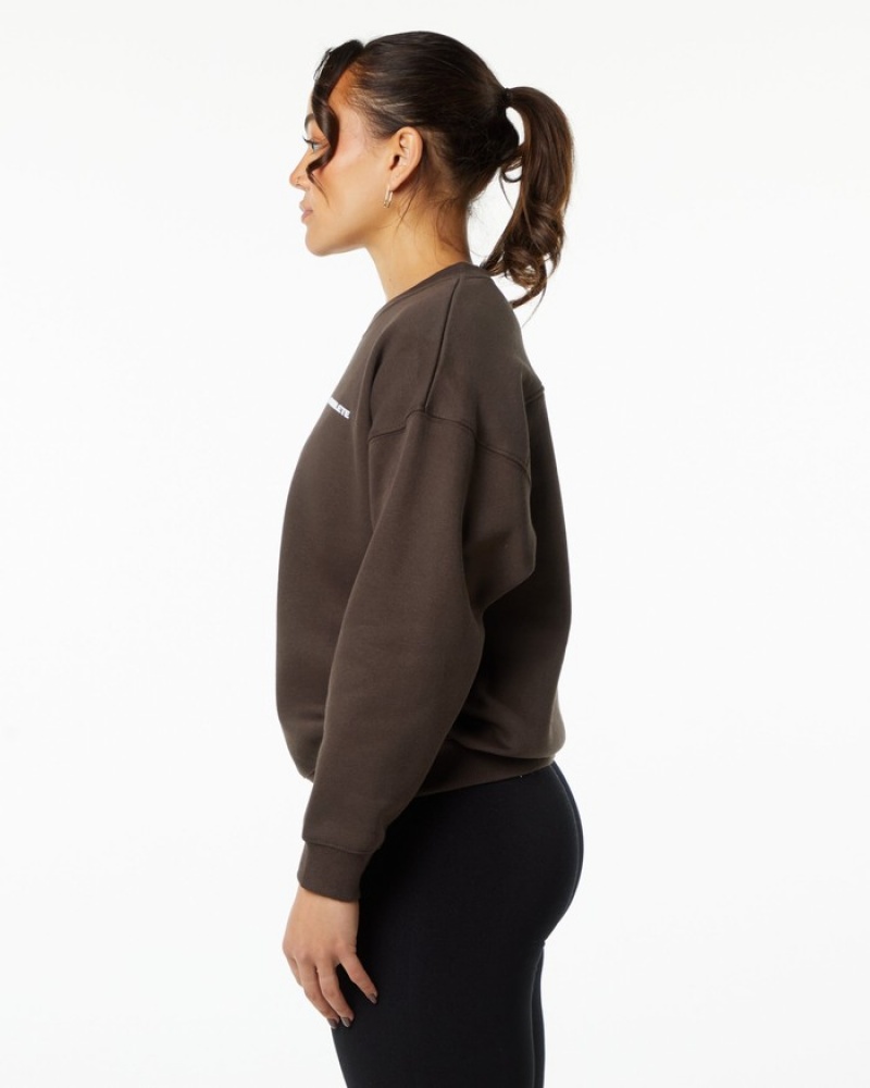 Alphalete Klassieke Crew Sweatshirt Dames Bruin | 83RJYVQBS