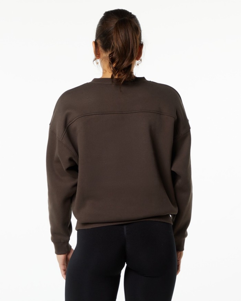 Alphalete Klassieke Crew Sweatshirt Dames Bruin | 83RJYVQBS