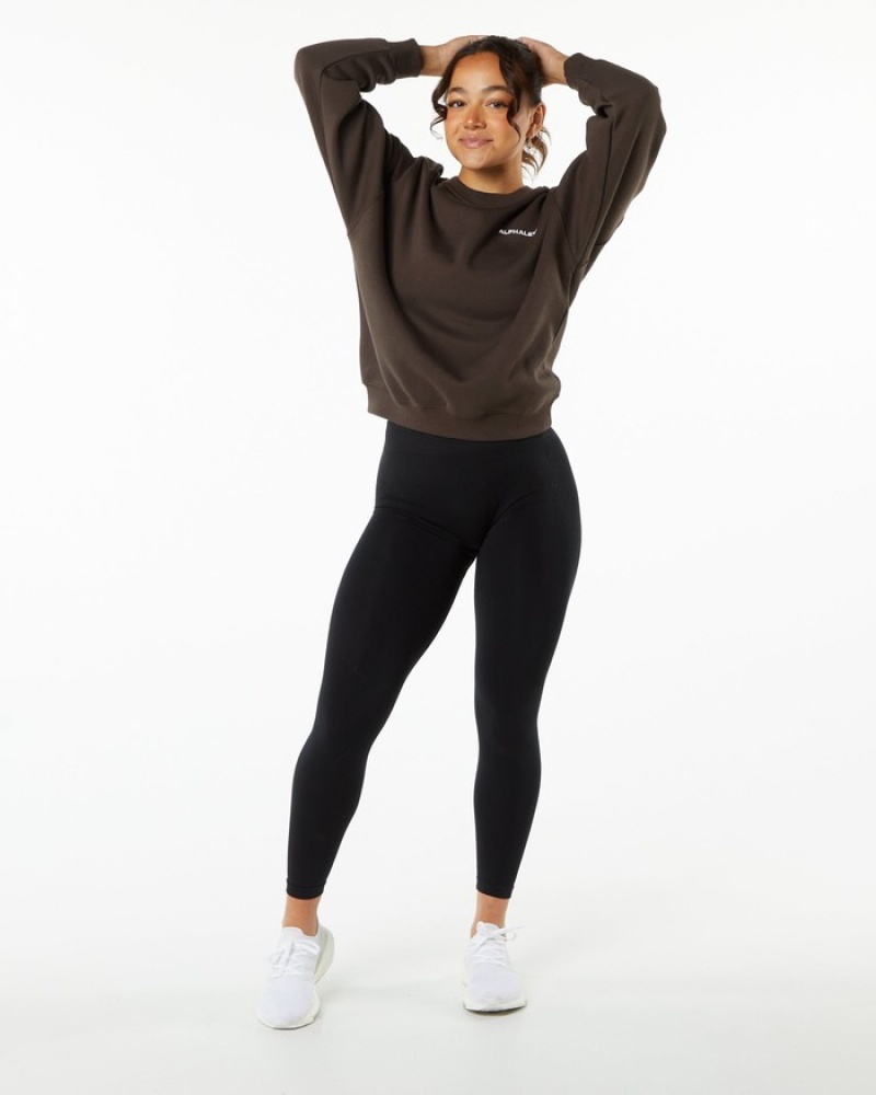 Alphalete Klassieke Crew Sweatshirt Dames Bruin | 83RJYVQBS