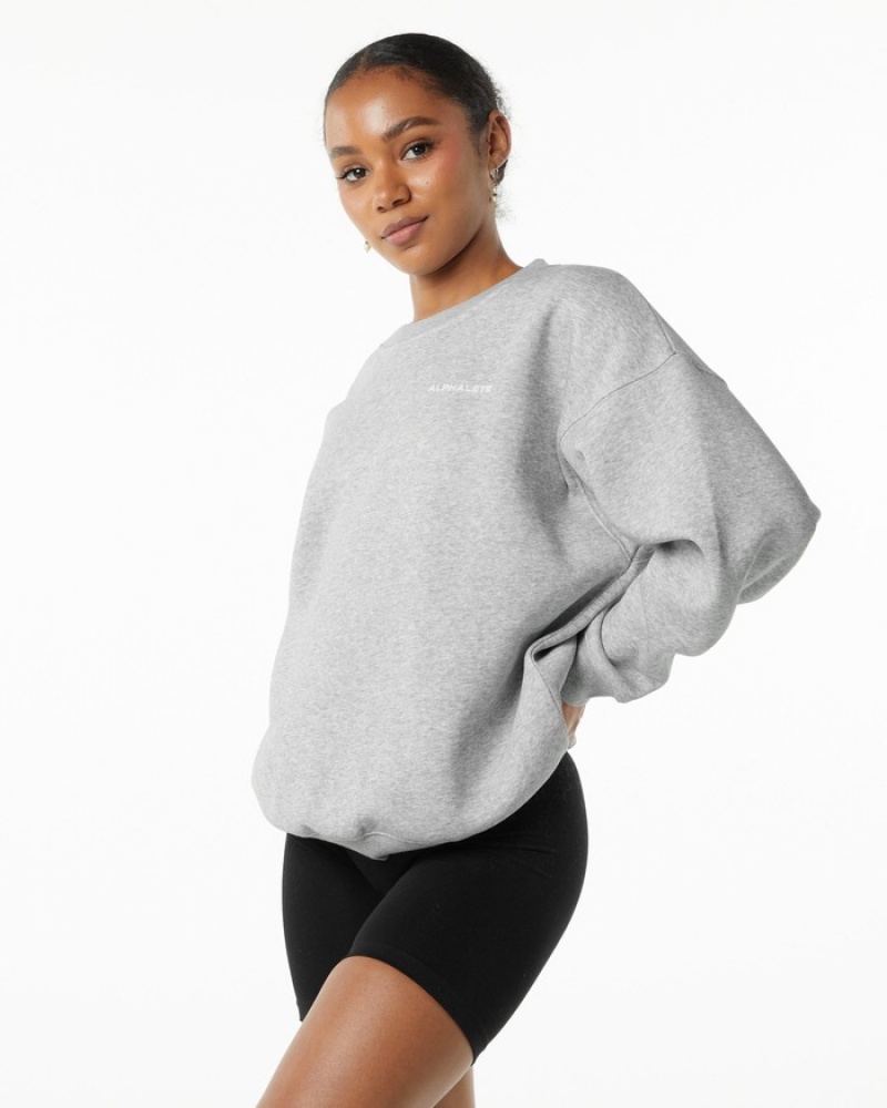 Alphalete Klassieke Crew Sweatshirt Dames Grijs | 73DOLUGXZ