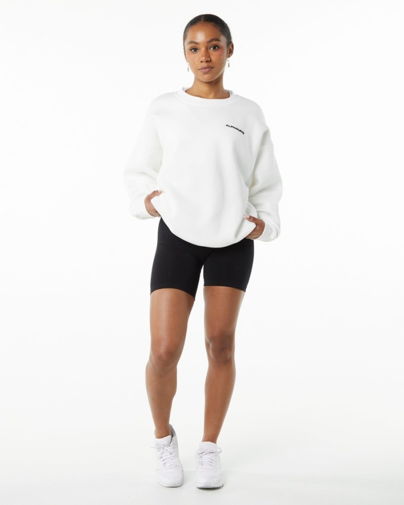 Alphalete Klassieke Crew Sweatshirt Dames Wit | 92VQUIPLS