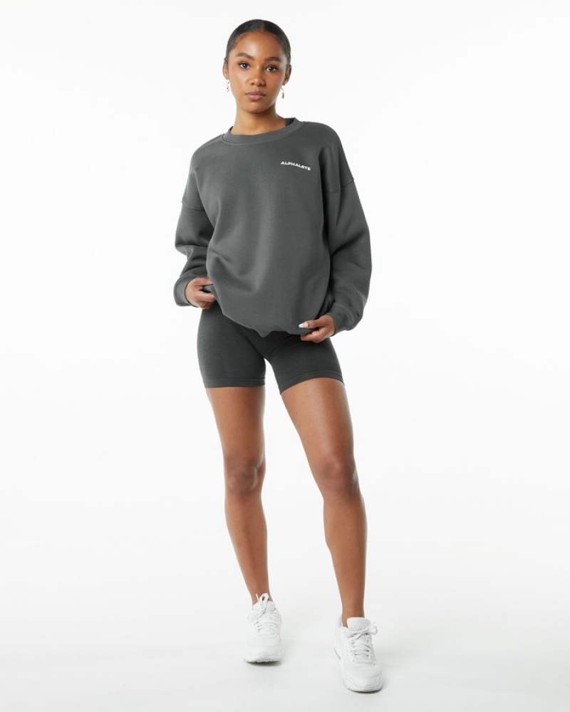 Alphalete Klassieke Crew Sweatshirt Dames Grijs | 98UVTWNDJ