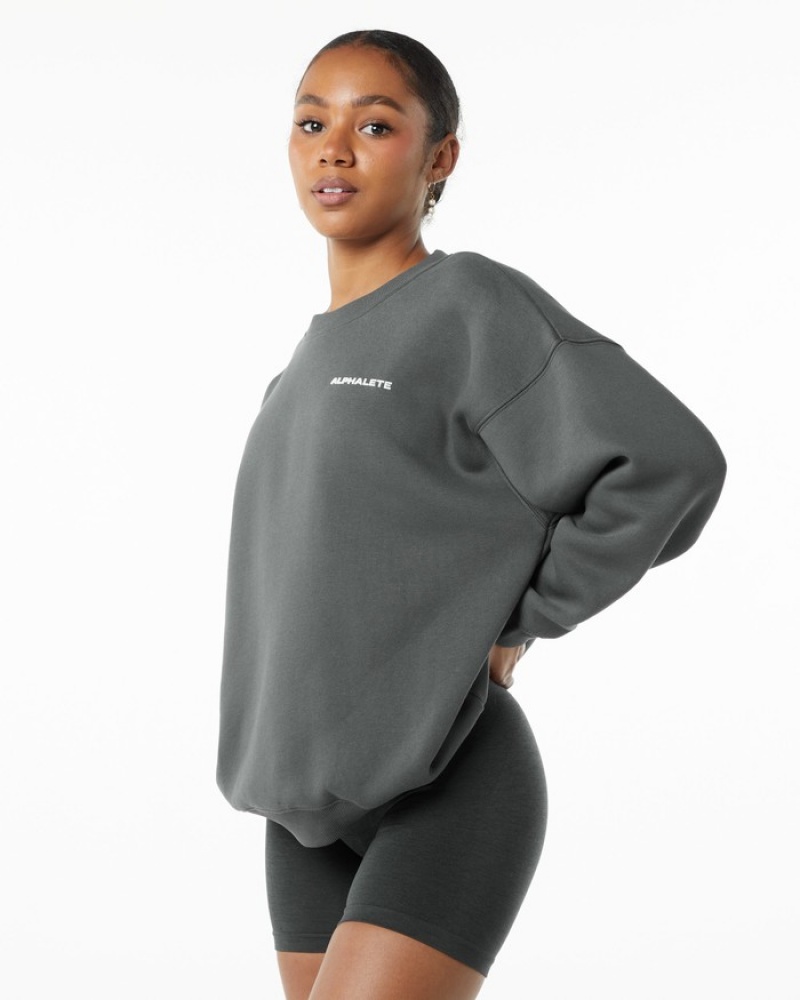 Alphalete Klassieke Crew Sweatshirt Dames Grijs | 98UVTWNDJ