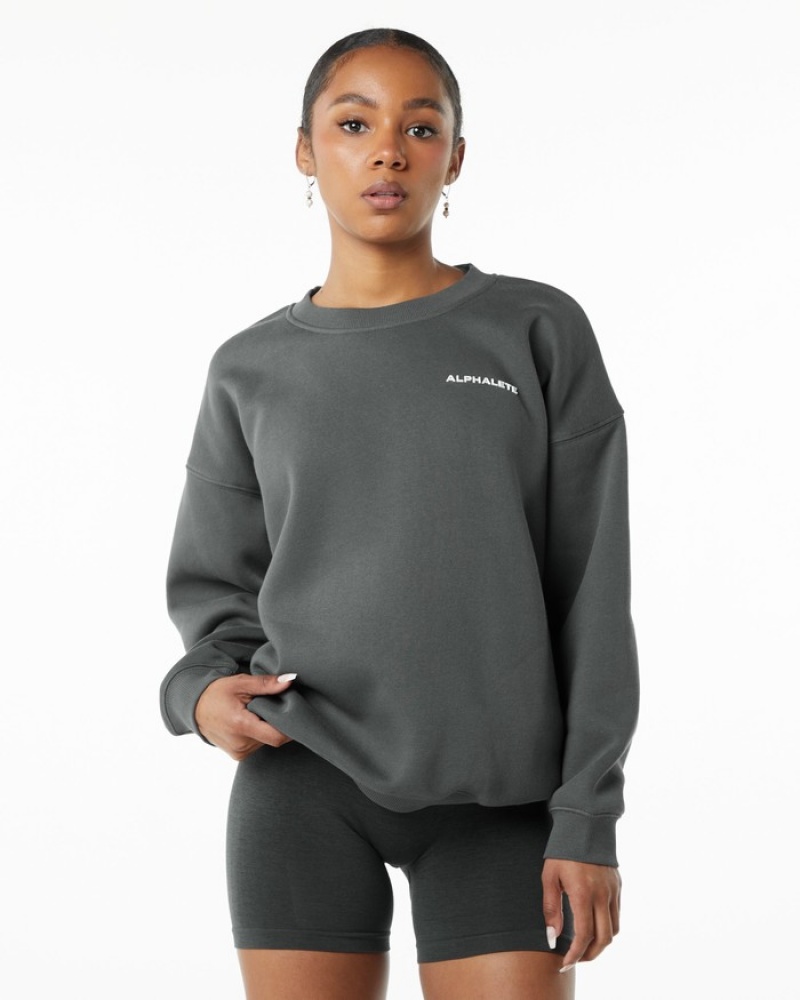 Alphalete Klassieke Crew Sweatshirt Dames Grijs | 98UVTWNDJ