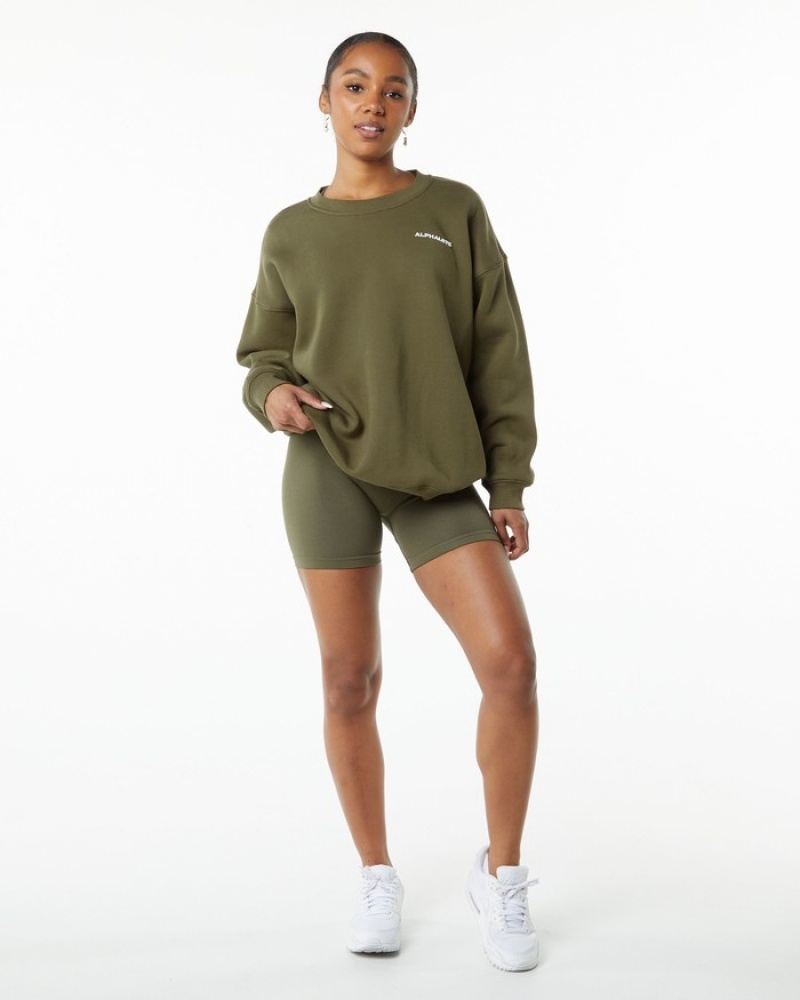 Alphalete Klassieke Crew Sweatshirt Dames Groen | 75IJSHEQR