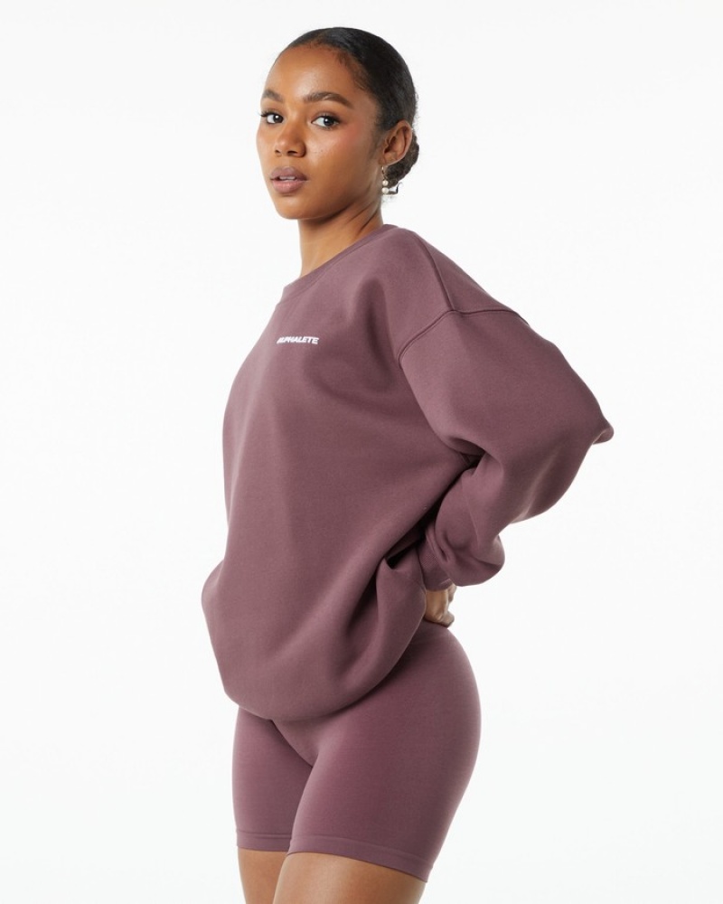 Alphalete Klassieke Crew Sweatshirt Dames Paars | 70ZPLQSVK