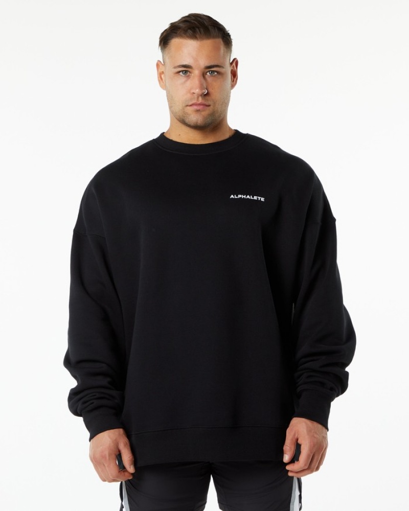 Alphalete Klassieke Crew Sweatshirt Heren Zwart | 61KBFDXTM