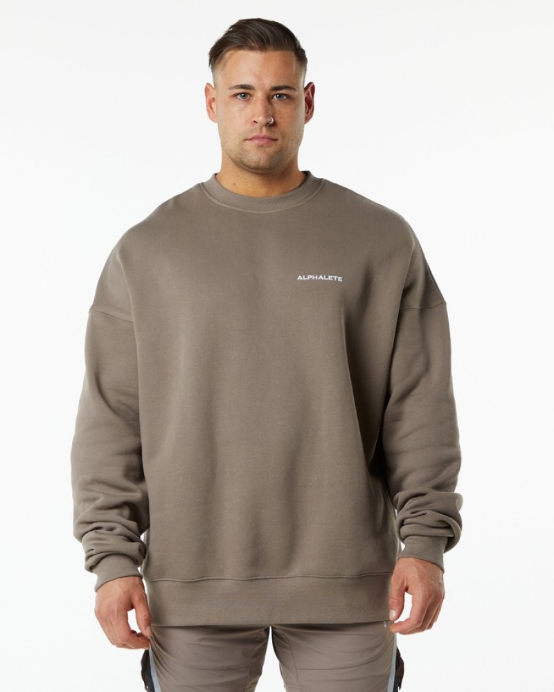 Alphalete Klassieke Crew Sweatshirt Heren Beige | 92AIGNLCX