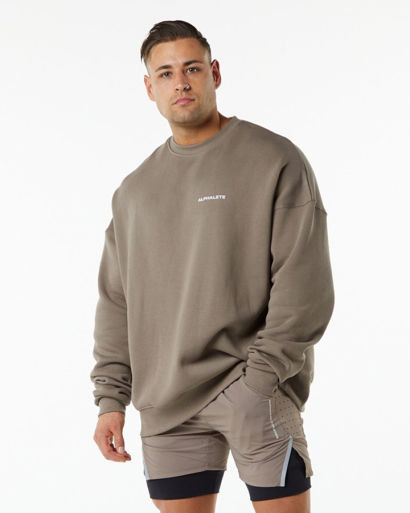 Alphalete Klassieke Crew Sweatshirt Heren Beige | 92AIGNLCX