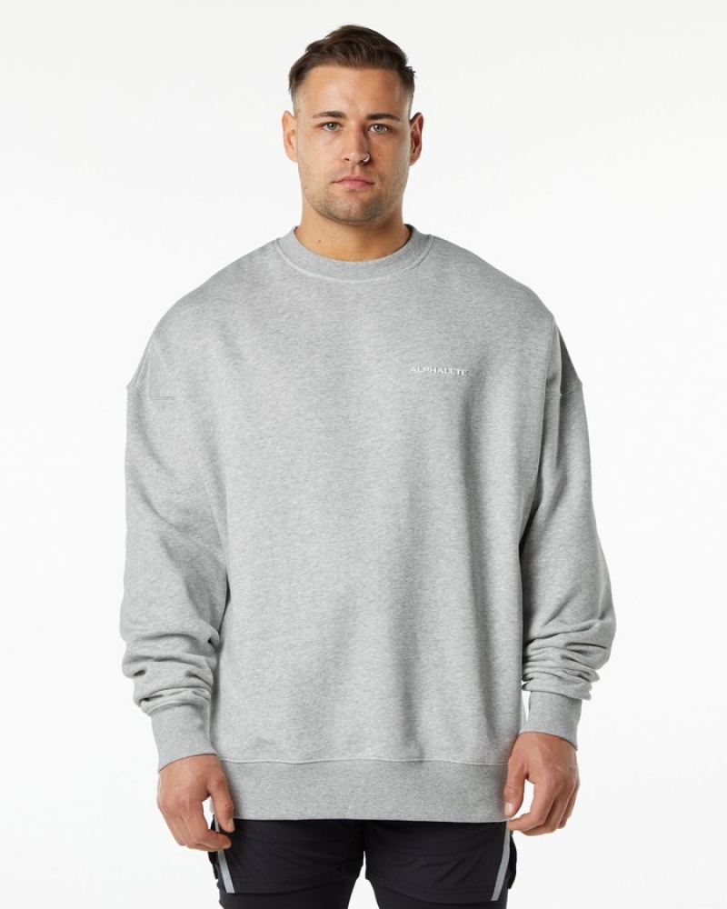 Alphalete Klassieke Crew Sweatshirt Heren Grijs | 15TIQAJLY