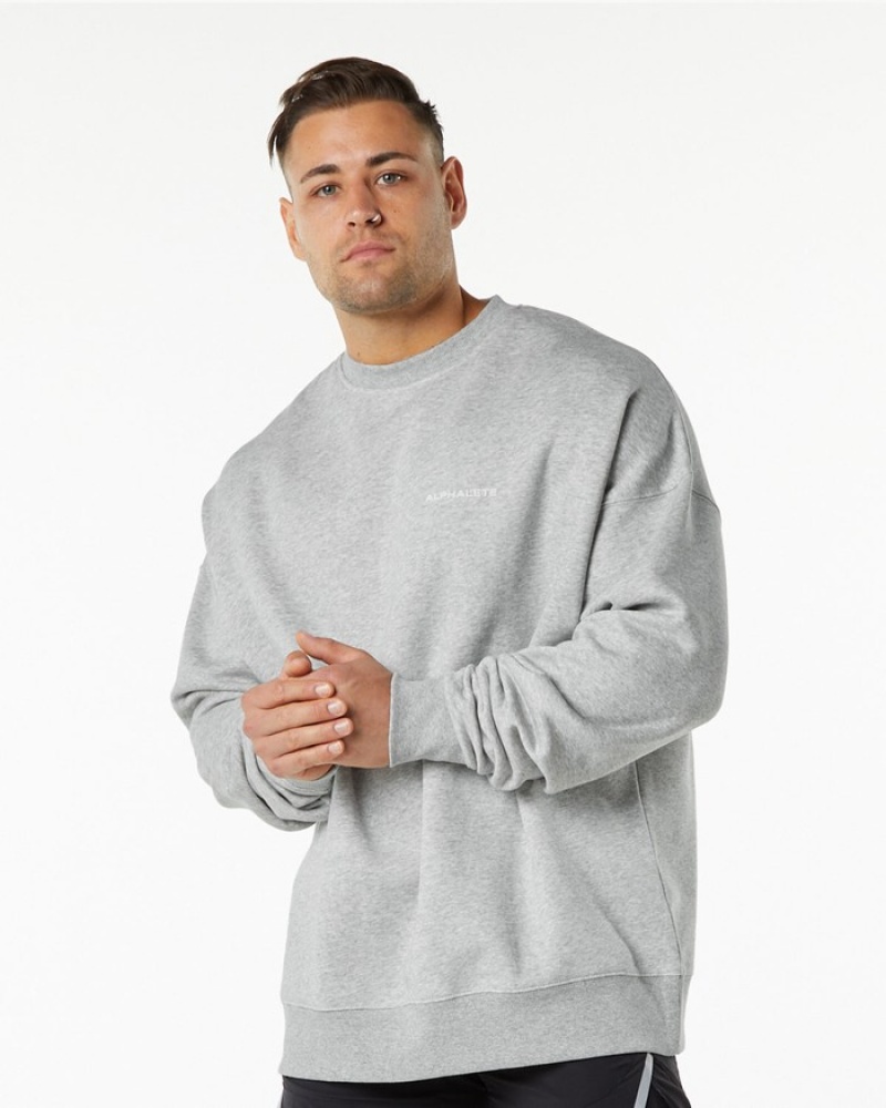 Alphalete Klassieke Crew Sweatshirt Heren Grijs | 15TIQAJLY