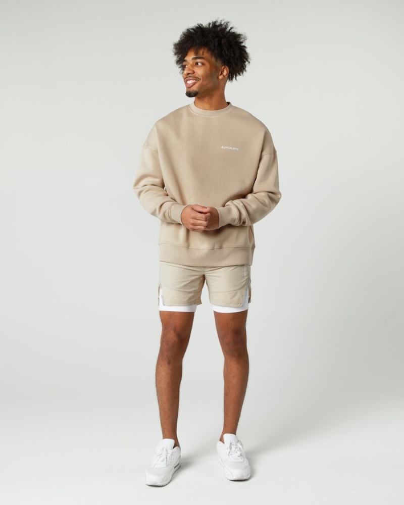 Alphalete Klassieke Crew Sweatshirt Heren Beige | 61LYMPESB