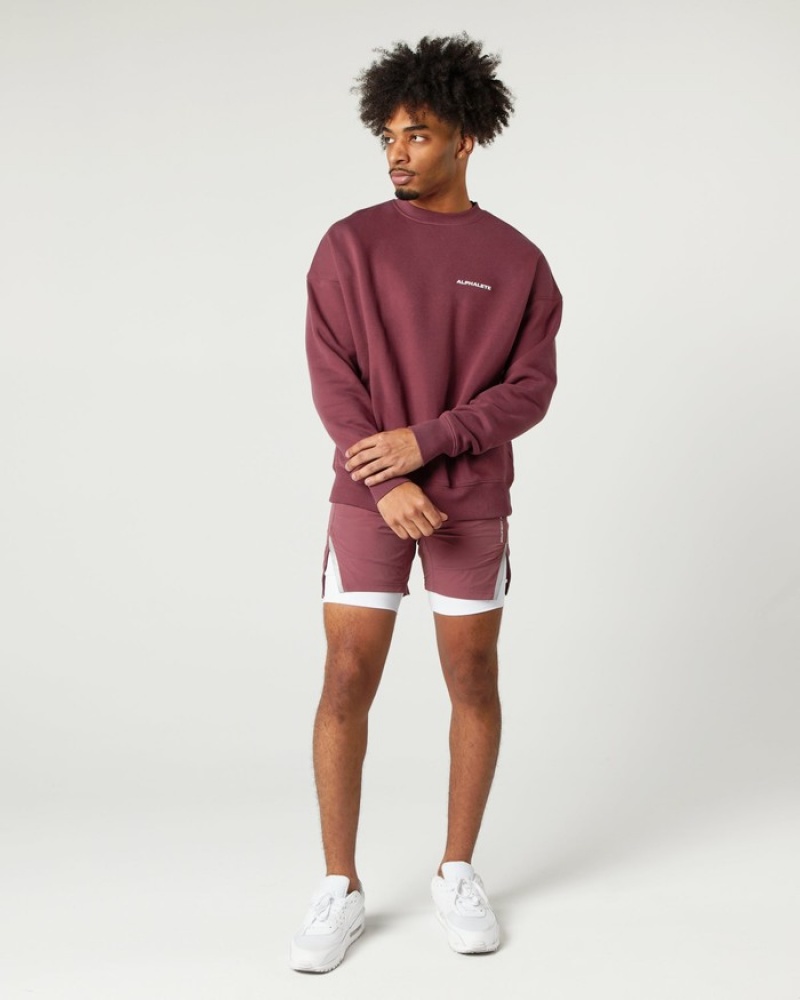 Alphalete Klassieke Crew Sweatshirt Heren Bordeaux | 01RGSIMKA