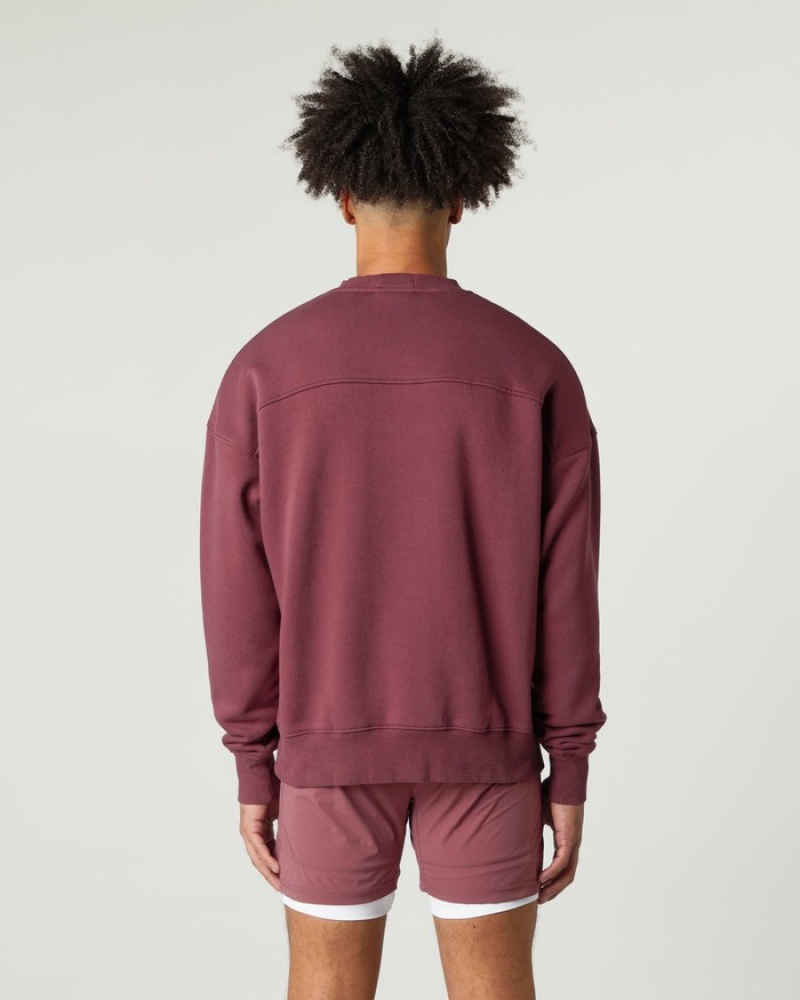 Alphalete Klassieke Crew Sweatshirt Heren Bordeaux | 01RGSIMKA