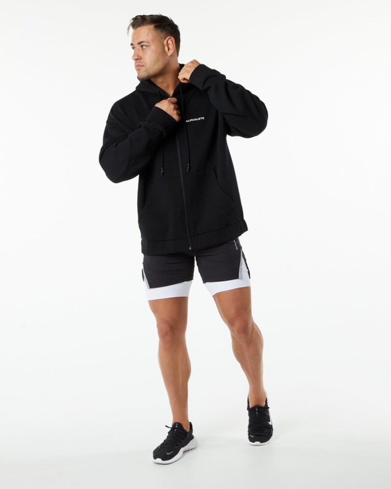 Alphalete Klassieke Full-Zip Jassen Heren Zwart | 79BTDXAFW