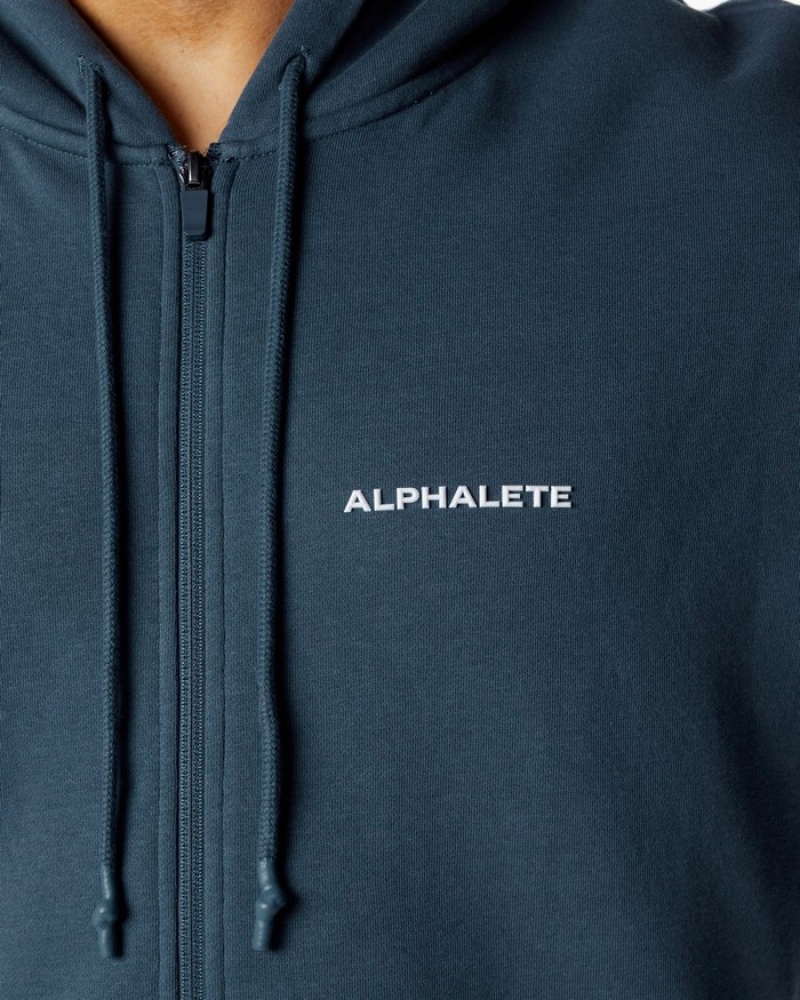 Alphalete Klassieke Full-Zip Jassen Heren Blauw | 45TMYISRD