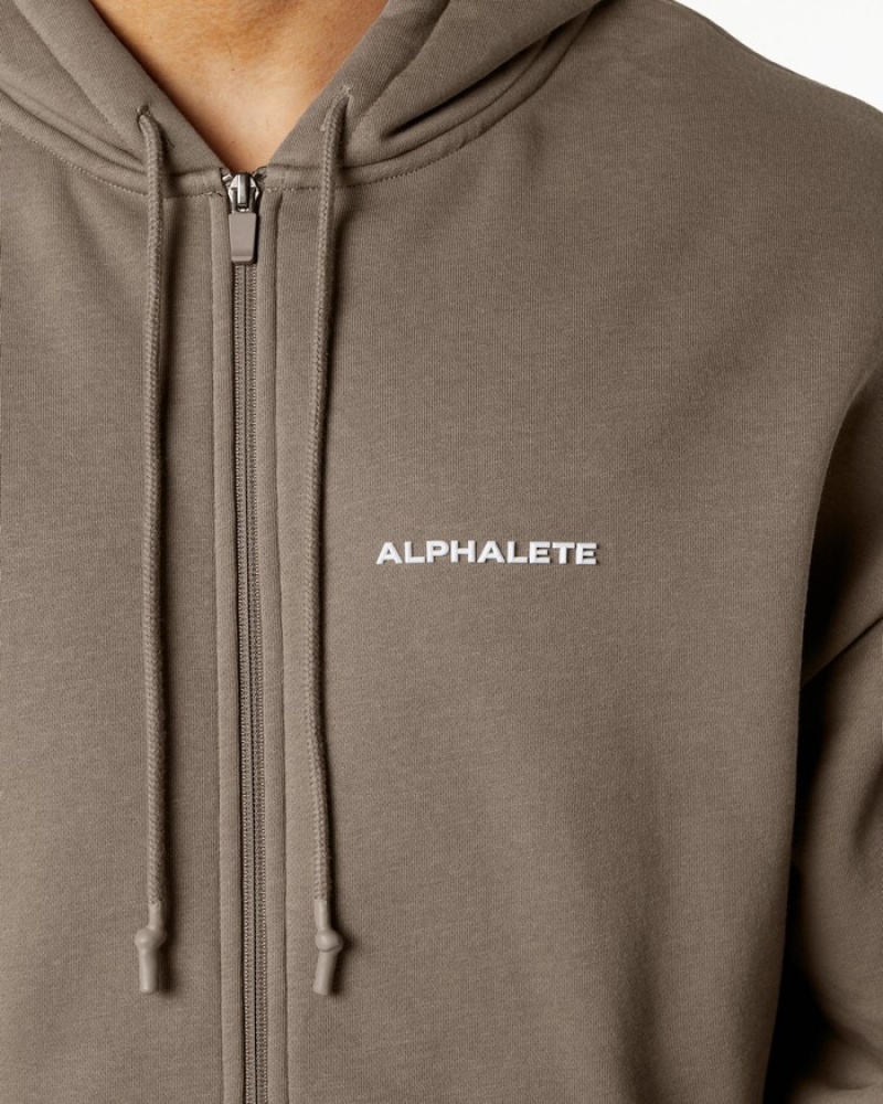 Alphalete Klassieke Full-Zip Jassen Heren Beige | 50RFUJXSA